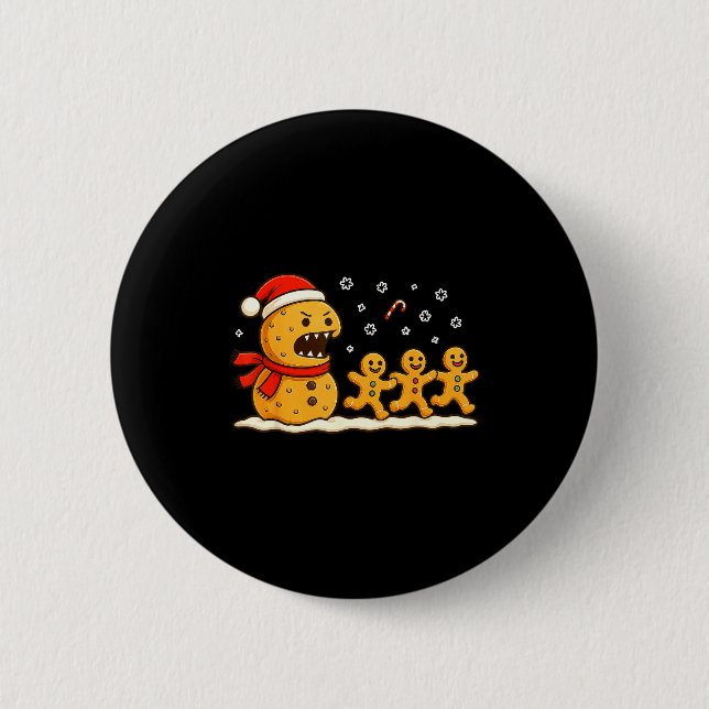 Chapa Redonda De 5 Cm Gingerbread Monster Chase Funny Christmas Cookie X (Anverso)