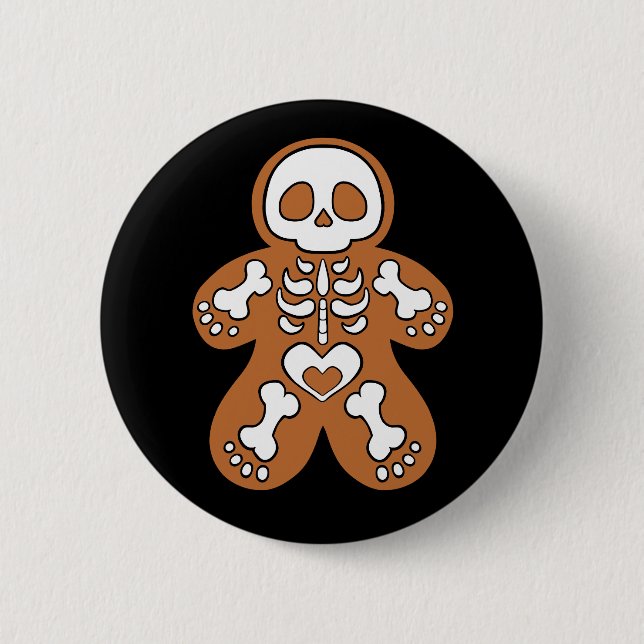 Chapa Redonda De 5 Cm Gingerbread Skeleton Man (Anverso)