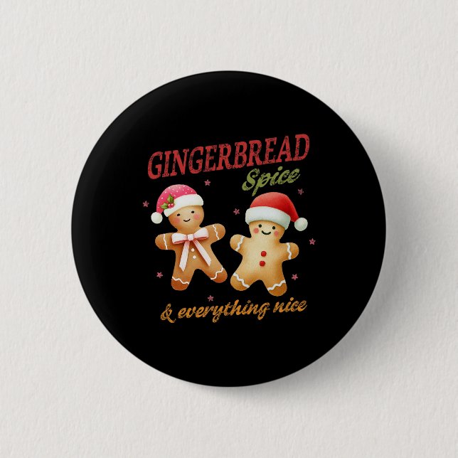 Chapa Redonda De 5 Cm Gingerbread Spice & amp; Todo Navidad Agradable (Anverso)
