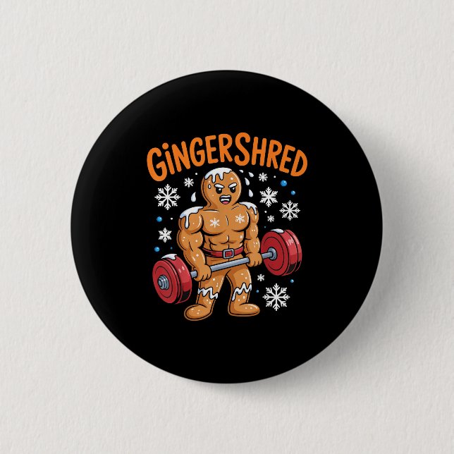 Chapa Redonda De 5 Cm Gingershred Christmas Gym Workout Funny Gingerbrea (Anverso)
