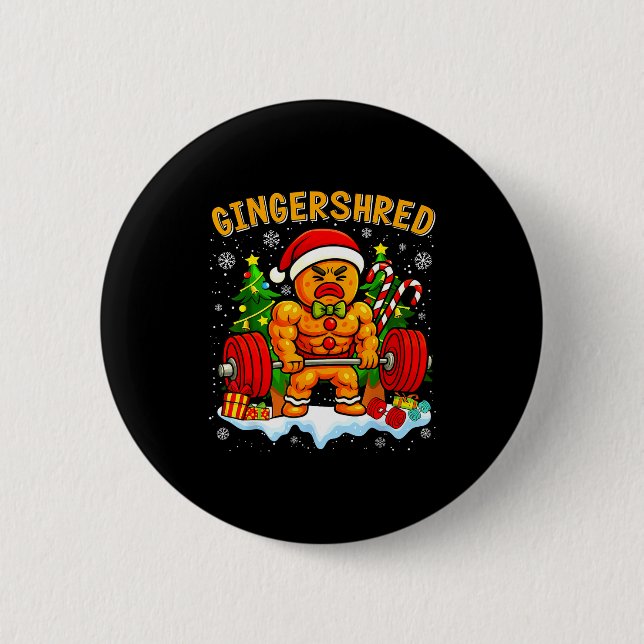 Chapa Redonda De 5 Cm Gingershred Funny Gingerbread Man Gym Bodybuilding (Anverso)