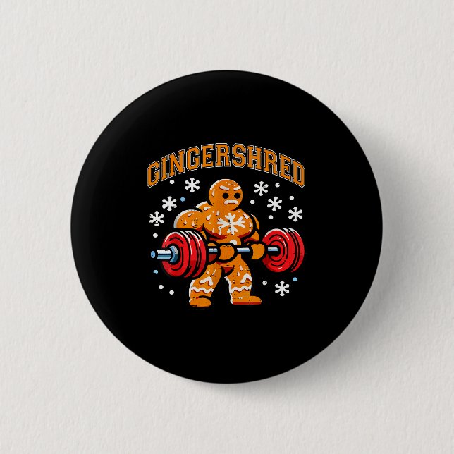 Chapa Redonda De 5 Cm Gingershred Funny Gingerbread Man Gym Bodybuilding (Anverso)