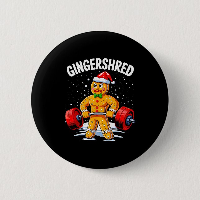 Chapa Redonda De 5 Cm Gingershred Funny Gingerbread Man Gym Bodybuilding (Anverso)