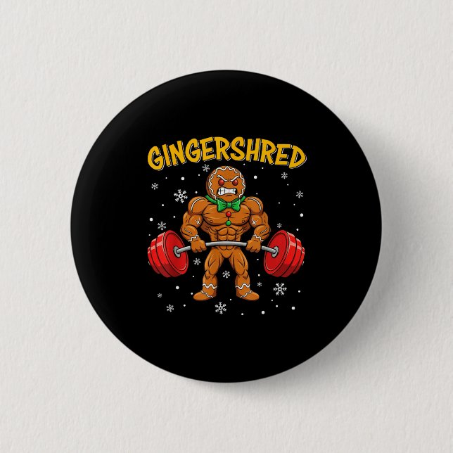 Chapa Redonda De 5 Cm Gingershred Funny Gingerbread Man Gym Bodybuilding (Anverso)