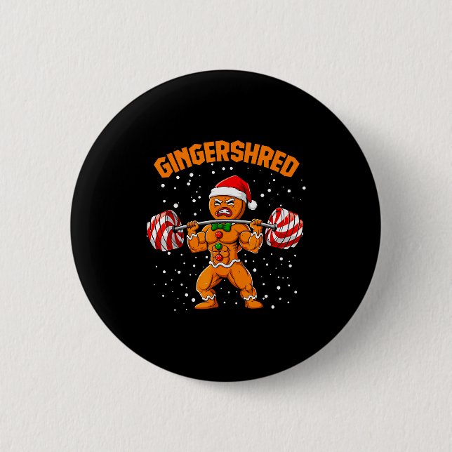 Chapa Redonda De 5 Cm Gingershred Funny Gingerbread Man Gym Bodybuilding (Anverso)