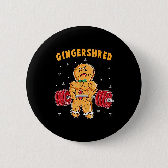 Chapa Redonda De 5 Cm Gingershred Funny Gingerbread Man Gym Bodybuilding (Anverso)