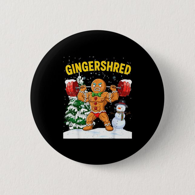 Chapa Redonda De 5 Cm Gingershred Gingerbread Man Bodybuilding Christmas (Anverso)