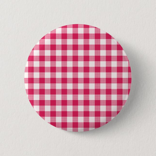 Chapa Redonda De 5 Cm Gingham Magenta (Anverso)