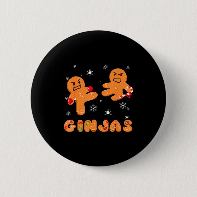 Chapa Redonda De 5 Cm Ginjas Gingerbread Ninjas Funny Ugly Christmas  (Anverso)