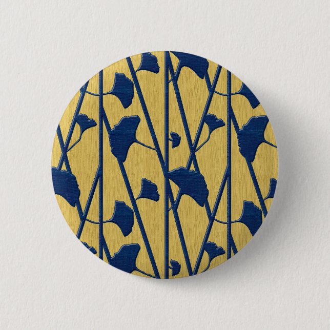 Chapa Redonda De 5 Cm ginkgo azul (Anverso)