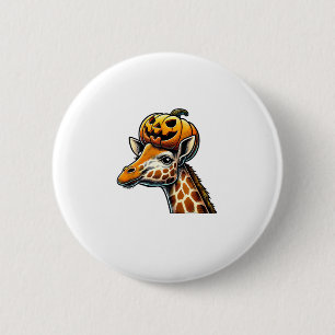 Chapa Redonda De 5 Cm Girafa con el diseño de Halloween Gorra de calabaz