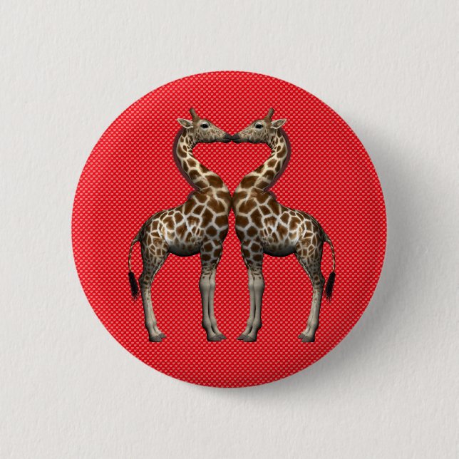 Chapa Redonda De 5 Cm Girafas enamoradas (Anverso)