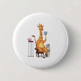 Chapa Redonda De 5 Cm Girafas, libros y obsequios de té