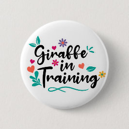 Chapa Redonda De 5 Cm "Giraffe en el entrenamiento" V1