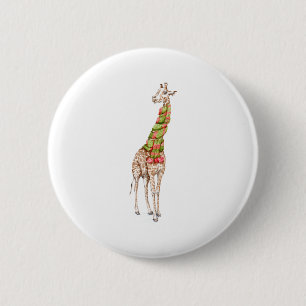 Chapa Redonda De 5 Cm Giraffe en una bufanda