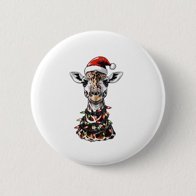 Chapa Redonda De 5 Cm Giraffe Navidades Gorra Xmas (Anverso)