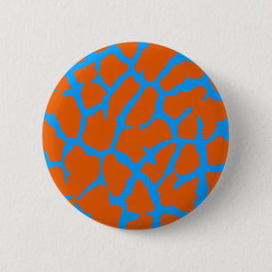 Chapa Redonda De 5 Cm Giraffe Print Naranja Cyan