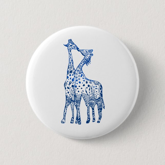 Chapa Redonda De 5 Cm Giraffes Besan la placa redonda (Anverso)