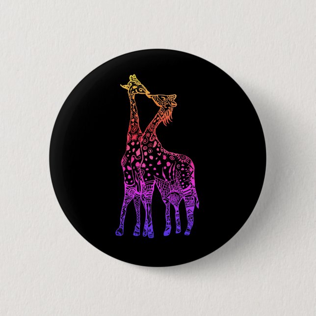 Chapa Redonda De 5 Cm Giraffes Besar arte colorido (Anverso)