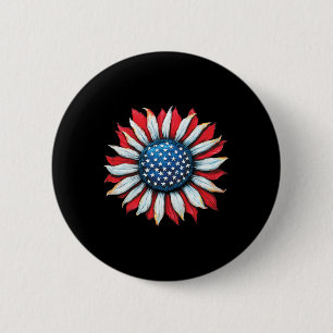 Chapa Redonda De 5 Cm Girasol Bandera Americana 4 De Julio Mujeres Hombr