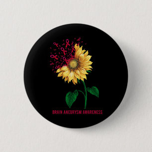 Chapa Redonda De 5 Cm Girasol de concienciación sobre aneurismas