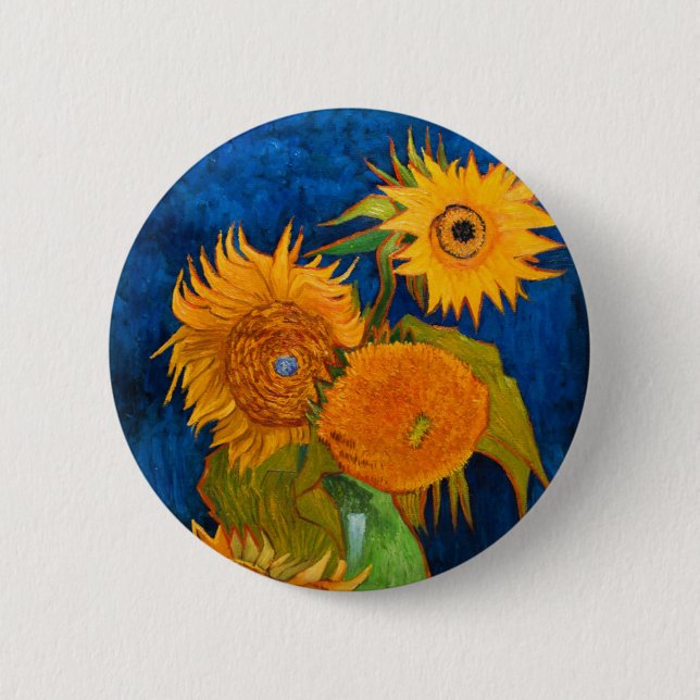 Chapa Redonda De 5 Cm Girasoles de Van Gogh (Anverso)