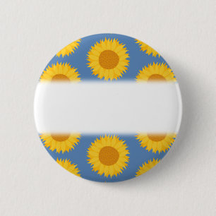 Chapa Redonda De 5 Cm Girasoles en azul. Modelo floral