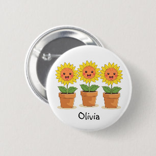Chapa Redonda De 5 Cm Girasoles Felices Personalizados
