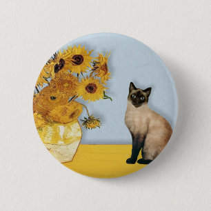 Chapa Redonda De 5 Cm Girasoles - gato siamés Seal Point
