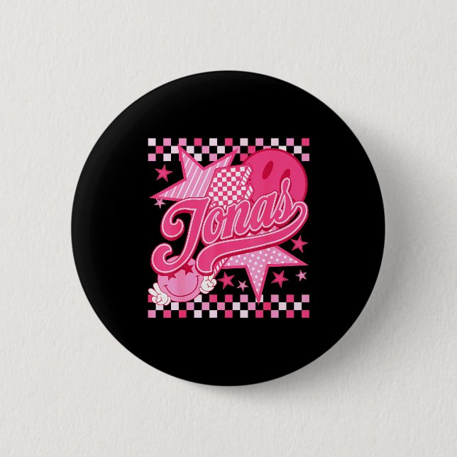 Chapa Redonda De 5 Cm Girl Retro Jonas Groovy Flower First Name D 80's  (Anverso)