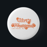 Chapa Redonda De 5 Cm Girls Weekend Retro Bachelorette Party Bride<br><div class="desc">Start the party weekend right with this fun and retro Girls Weekend button that is perfect for bachelorette and birthday parties! Features a 70's inspired groovy orange daisies and a trendy and retro-modern inspired font. Easily customize with your city and state in the personalization option above.</div>