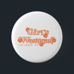 Chapa Redonda De 5 Cm Girls Weekend Retro Bachelorette Party Bride<br><div class="desc">Start the party weekend right with this fun and retro Girls Weekend button that is perfect for bachelorette and birthday parties! Features a 70's inspired groovy orange daisies and a trendy and retro-modern inspired font. Easily customize with your city and state in the personalization option above.</div>