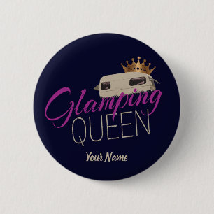 Chapa Redonda De 5 Cm Glamour Queen Camping con caravanas vintage