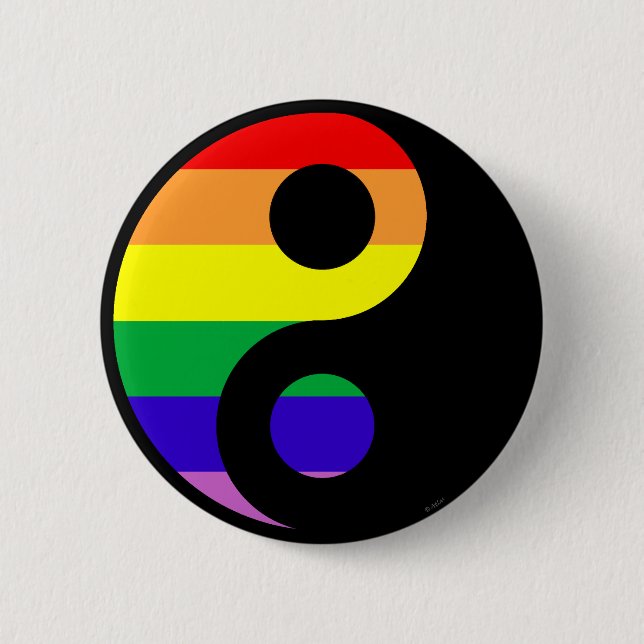Chapa Redonda De 5 Cm GLBT YinYang (Anverso)
