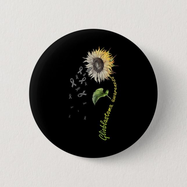 Chapa Redonda De 5 Cm Glioblastoma Awareness Sunflower  (Anverso)