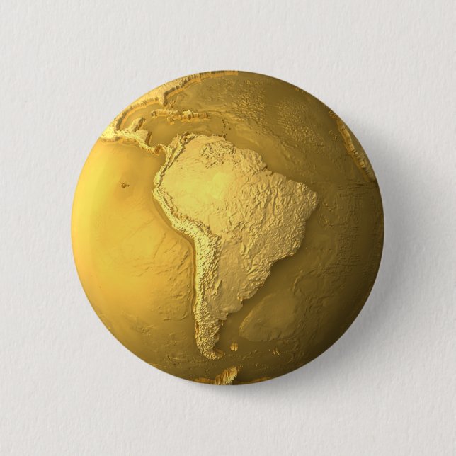 Chapa Redonda De 5 Cm Globo del oro - tierra metalizado. Suramérica, 3d (Anverso)