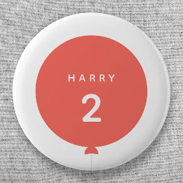 Chapa Redonda De 5 Cm Globo moderno | Coral Pink Birday Party Age