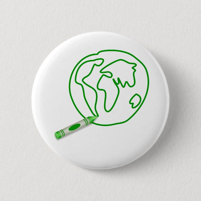 Chapa Redonda De 5 Cm Globo verde del creyón (Anverso)
