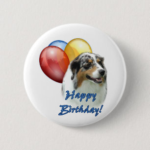 Chapa Redonda De 5 Cm Globos Aussie Happy Birthday