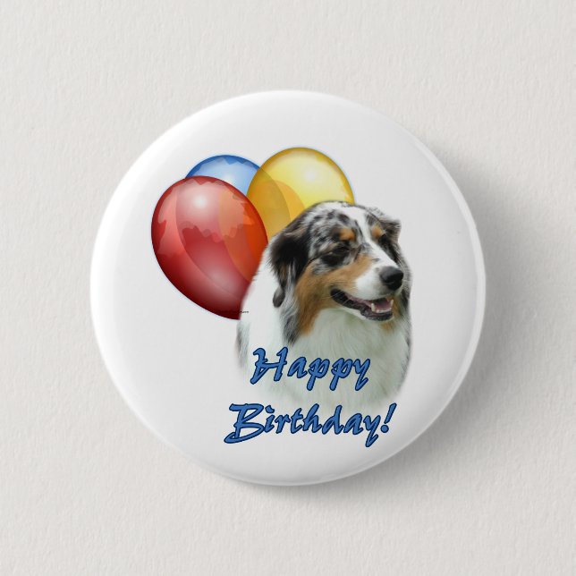 Chapa Redonda De 5 Cm Globos Aussie Happy Birthday (Anverso)