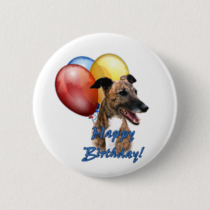 Chapa Redonda De 5 Cm Globos de cumpleaños felices para Greyhound.
