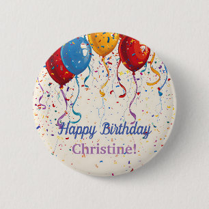 Chapa Redonda De 5 Cm Globos de Cumpleaños Feliz con Diseño Personalizab