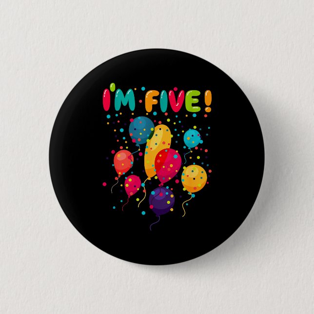 Chapa Redonda De 5 Cm globos de fiesta de cumpleaños número 5 cinco para (Anverso)