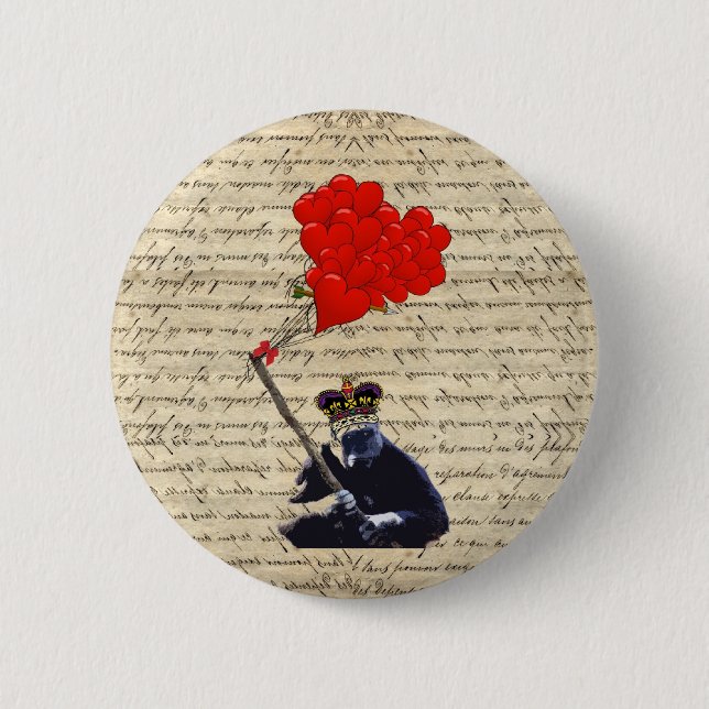 Chapa Redonda De 5 Cm Globos gorilas y cardíacos (Anverso)