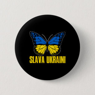Chapa Redonda De 5 Cm Gloria a Ucrania Apoya a Ucrania Bandera Retro Ucr