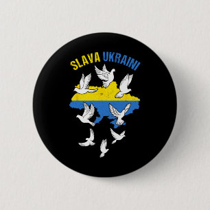 Chapa Redonda De 5 Cm Gloria a Ucrania Mapa de Ucrania Bandera Palomas d