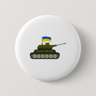 Chapa Redonda De 5 Cm Gloria a Ucrania Tanque del ejército de Ucrania co