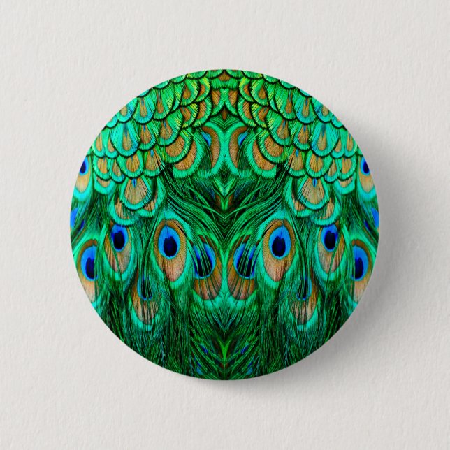 Chapa Redonda De 5 Cm Gloriosas plumas de pavo real (Anverso)