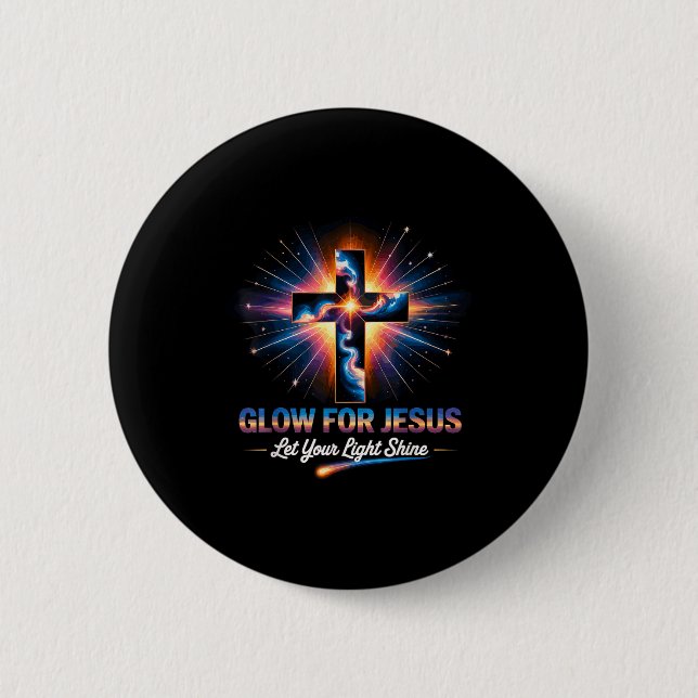 Chapa Redonda De 5 Cm Glow For Jesus Cross  (Anverso)