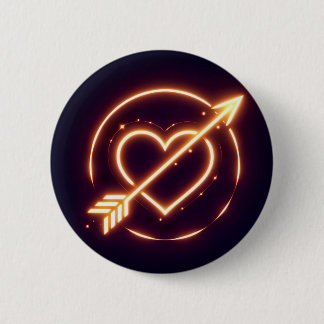 Chapa Redonda De 5 Cm glowing image of a heart with cupid's arrow